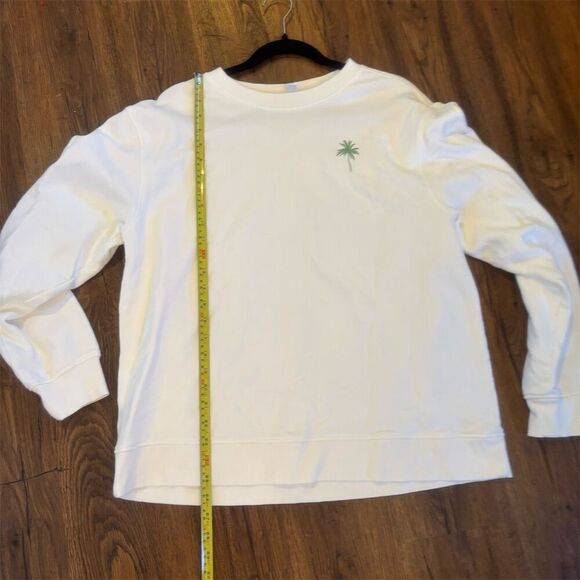 SDS  Unisex L White Crewneck Sweatshirt Palm Tree Embroidery - Picture 7 of 7